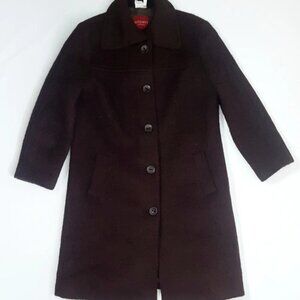 Olsen long button down Coat Sz M Brown 100% Acetate Satin Linning